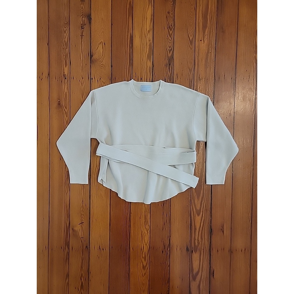 Modern Citizen Womens L Nara Tie Front Knit Sweater Oatmeal Cozy Elevated